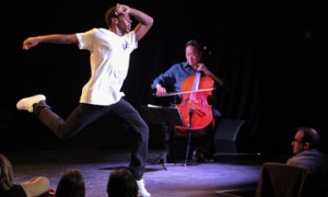 Lil Buck and Yo Yo Ma in in Philip Glass's Orbit (world premiere), part of A Jookin' Jam Session.© Erin Baiano. (Click image for larger version)