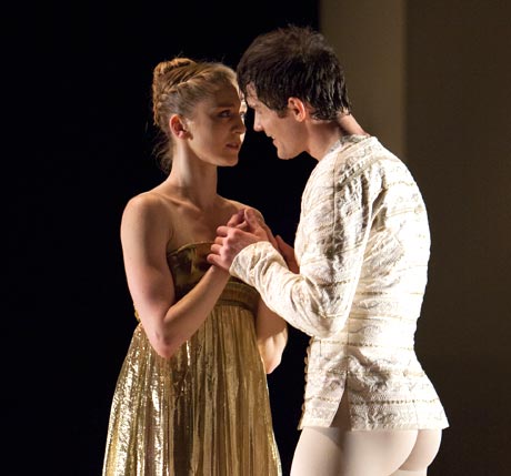 Carla Körbes and Seth Orza in Jean-Christophe Maillot’s <I>Roméo et Juliette</I>.<br />© Angela Sterling & courtesy of Pacific Northwest Ballet. (Click image for larger version)