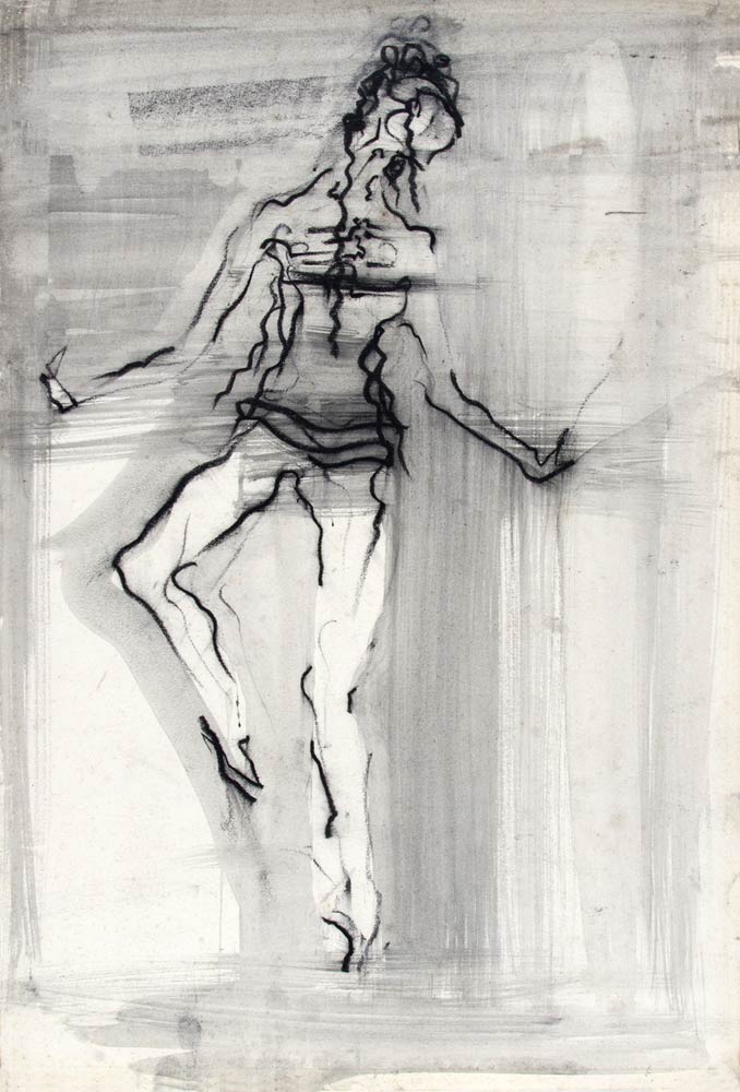 Antoinette Sibley at The Royal Ballet. Charcoal, wash on board.<br />Isabel Lambert Collection, Royal Opera House Collections.<br />© Warwick Llewellyn Nicholas Estate. (Click image for larger version)