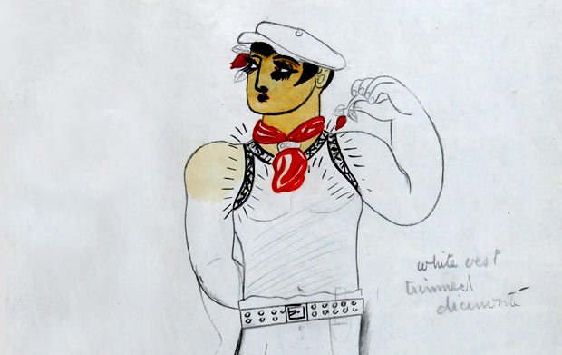 Edward Burra: Design for William Chappell as Creole Boy in Rio Grande.From James L. Gordon Collection and ©. (Click image for larger version)