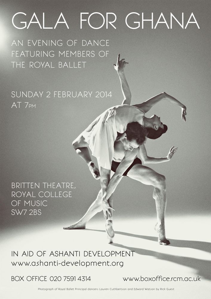 Gala for Ghana flyer with Lauren Cuthbertson and Edward Watson of The Royal Ballet.<br />© Rick Guest. (Click image for larger version)