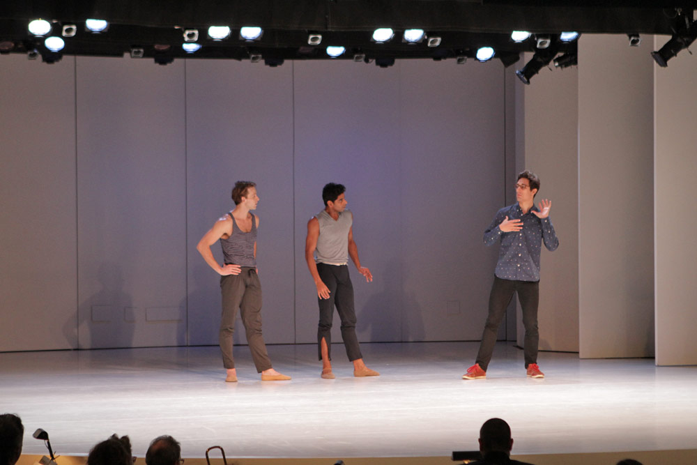 Works & Process at the Guggenheim: Adrian Danchig-Waring and Amar Ramasar being coached by Justin Peck.© Jacklyn Meduga/Works & Process at the Guggenheim. (Click image for larger version)