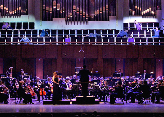 Jessica Lang Dance performing <I>Scape</I> with the National Symphony Orchestra.<br />© Kyle Manfredi. (Click image for larger version)