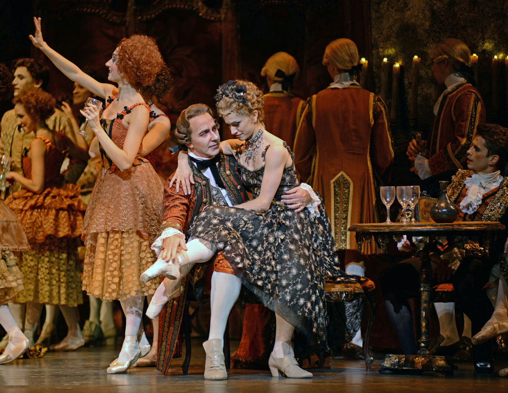 Christopher Saunders (Monsieur GM) and Marianela Nunez in Manon.© Dave Morgan, courtesy the Royal Opera House. (Click image for larger version)