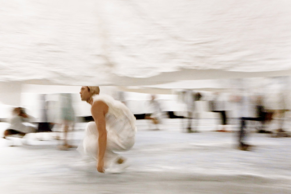 Sydney Dance Company dancers in Mira Calix's <i>Inside There Falls</i> installation.<br />© Prudence Upton. (Click image for larger version)