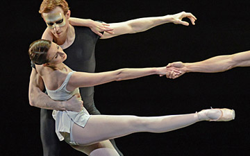 Lauren Cuthbertson, Edward Watson and Ryoichi Hirano in Kenneth MacMillan's Song of the Earth.© Dave Morgan, courtesy the Royal Opera House. (Click image for larger version)
