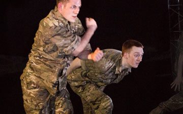 Rosie Kay Dance Company in 5 Soldiers.© Foteini Christofilopoulou. (Click image for larger version)