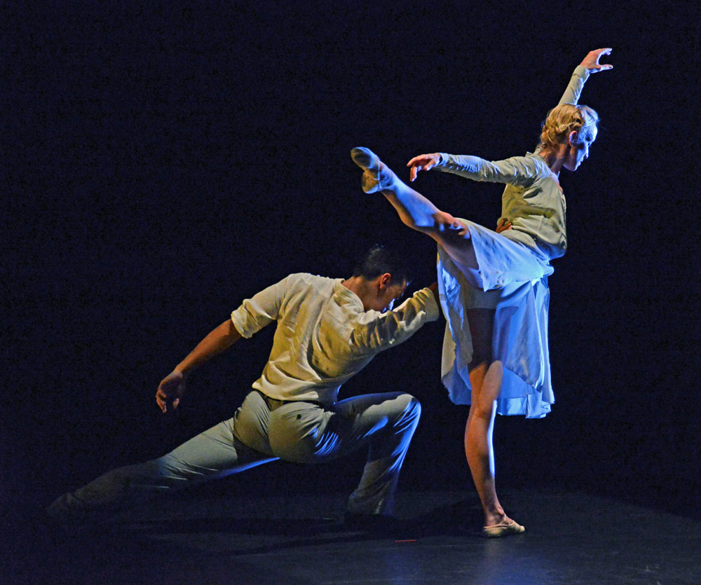Tiffany Hedman and Daniel Kraus in Morgann Runacre-Temple's <I>Give My Love to The Sunrise</I>.<br />© Dave Morgan. (Click image for larger version)
