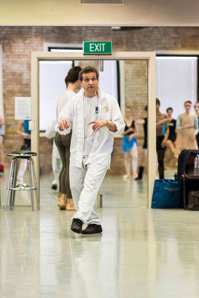 Peter Schaufuss, rehearsing <I>La Sylphide</I>.<br />© Christian Tiger. (Click image for larger version)