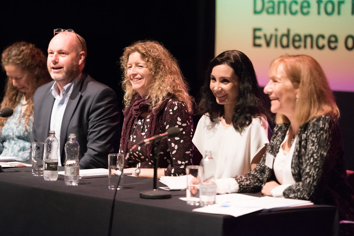 At the 'Dance for Parkinson’s Evidence of Impact – Moving Forward' event: Anna Leatherdale, Steve Ford, Claire Thompson, Tamara Rojo and Fern Potter.© Photography by ASH. (Click image for larger version)