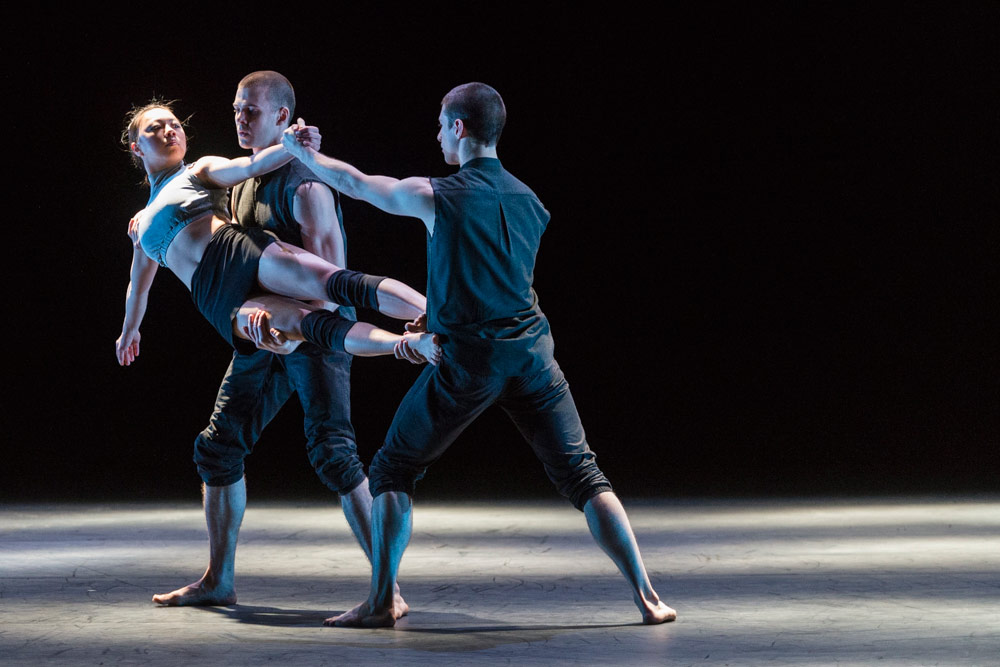Yu-Hsien Wu, Adam Kirkham and Nathan Young in Broken Fall.© Foteini Christofilopoulou. (Click image for larger version)