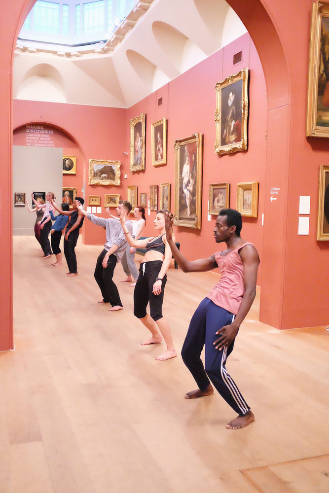 Rehearsing Dane Hurst's <I>Exodus</I> at Dulwich Picture Gallery.<br />© Dolly Brown. (Click image for larger version)