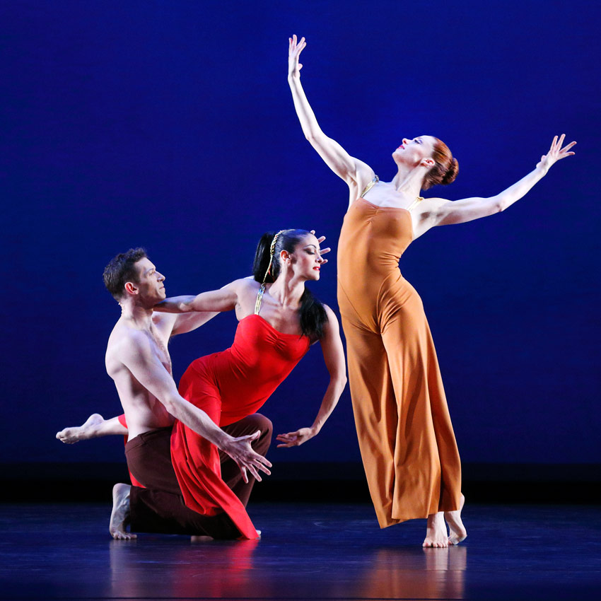 Sean Mahoney, Parisa Khobdeh and Heather McGinley in Martha Graham's Diversion of Angels.© Paul B. Goode. (Click image for larger version)
