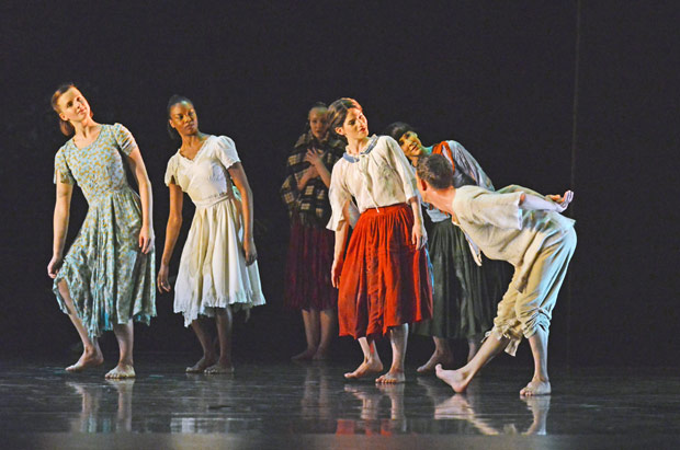 Luke Ahmet, with Edit Domoszlai, Carolyn Bolton, Hannah Rudd and Lucy Balfour in Ghost Dances.© Dave Morgan. (Click image for larger version)
