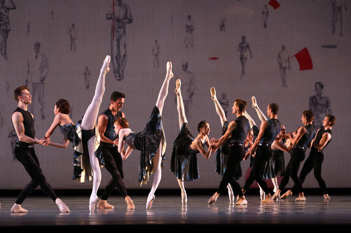 Dutch National Ballet in the Symphony #9 section of Shostakovich Trilogy.© Hans Gerritsen. (Click image for larger version)