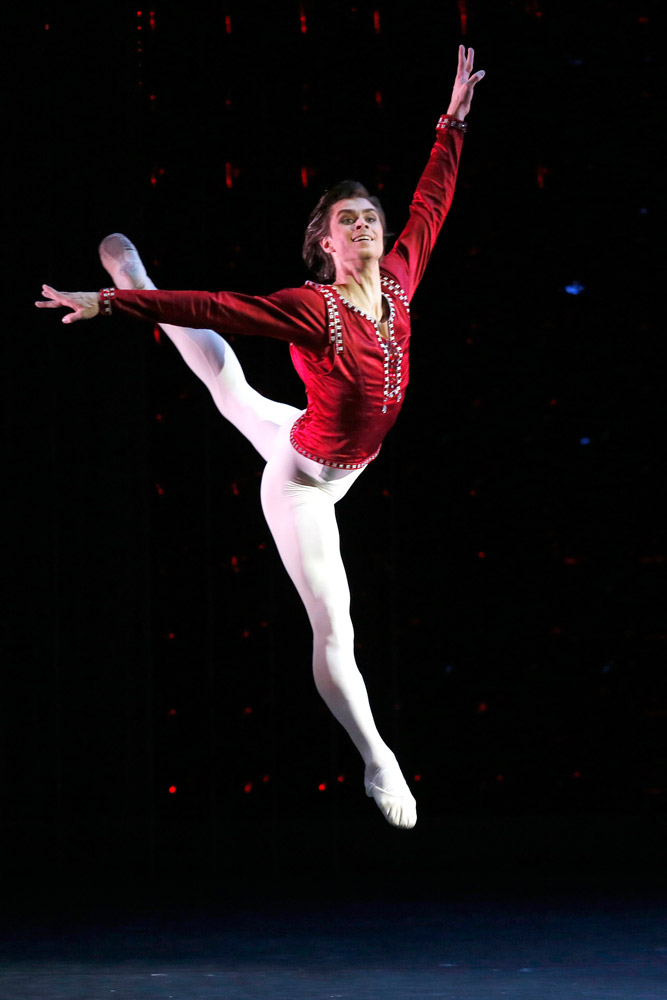 Artem Ovcharenko in Rubies.© Damir Yusupov. (Click image for larger version)Jewels, choreography by George Balanchine, ©The George Balanchine Trust.