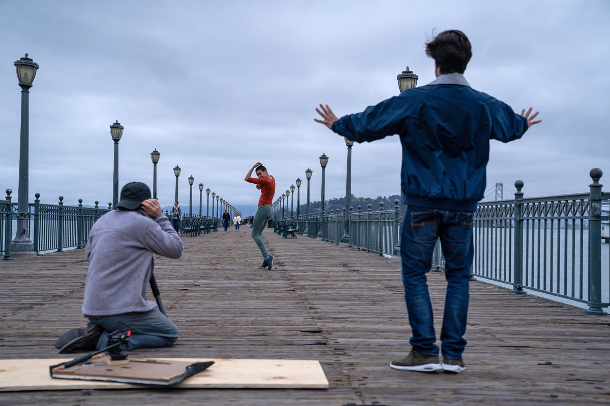 T.M. Rives shoots while Alexander Ekman directs Sarah Cecilia on San Francisco’s Pier 7.<br />© Lindsay Gauthier and Alex Irwin. (Click image for larger version)