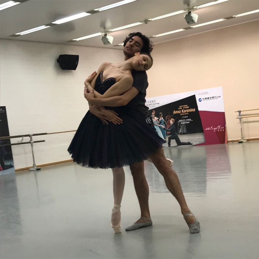 Martina Arduino and Kevin Pouzou rehearsing Ratmansky’s reconstruciton of Petipa’s Swan Lake at Zurich Ballet.© Marina Harss. (Click image for larger version)