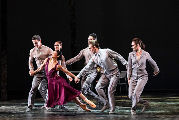 Crystal Costa and 5 Voices (Adela Ramirez, Angela Wood, James Forbat, Francisco Bosch and Henry Dowden) in Stina Quagebeur's <I>Nora</I>. © Foteini Christofilopoulou. (Click image for larger version)