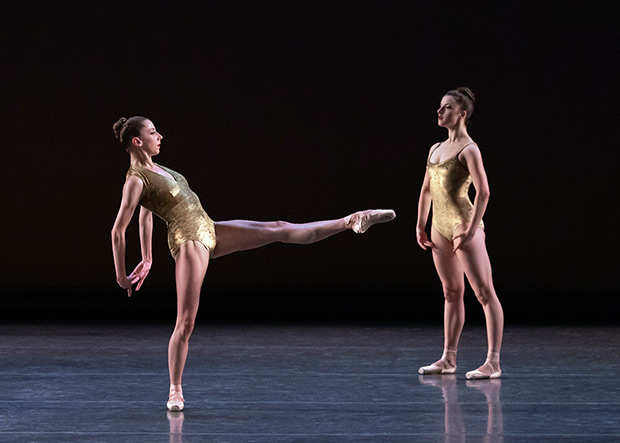 Gretchen Smith and Indiana Woodward in Pam Tanowitz’s <I>Bartók Ballet</I>.<br />© Erin Baiano. (Click image for larger version)