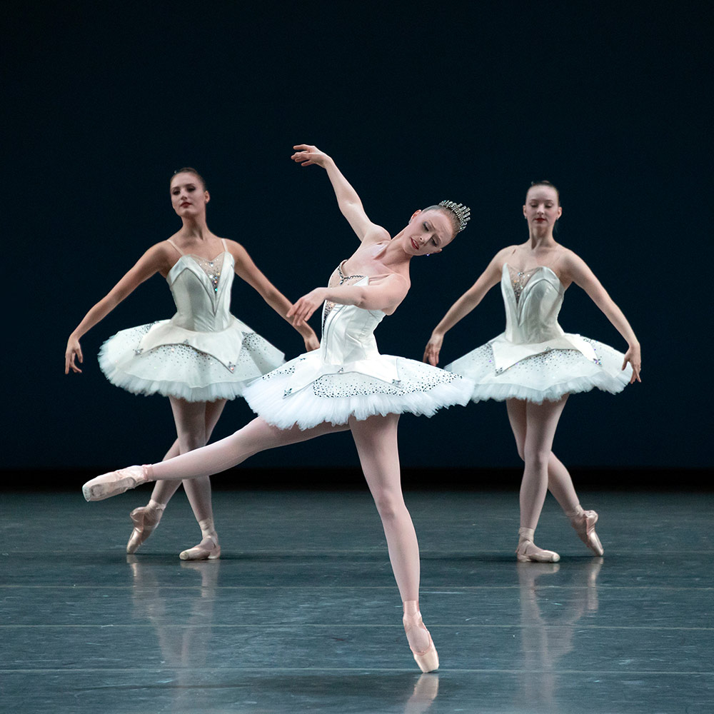 Teresa Reichlen and Company in George Balanchine’s <I>Symphony in C</I>.<br />© Erin Baiano. (Click image for larger version)