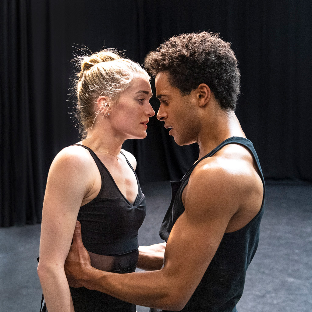 Anna Rose O'Sullivan and Marcelino Sambé in studio rehearsals of Romeo and Juliet, January 2022.© Foteini Christofilopoulou, courtesy the Royal Opera House. (Click image for larger version)