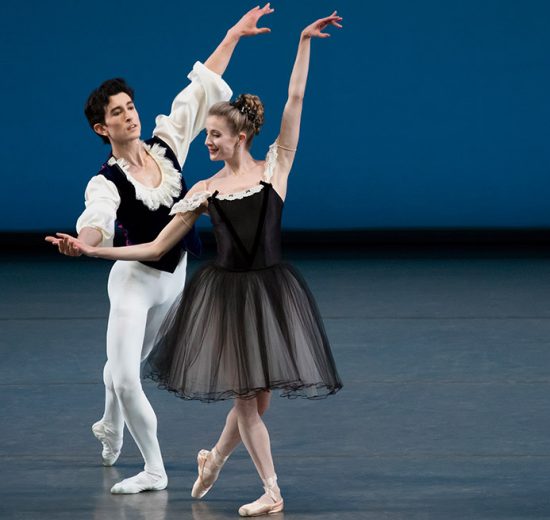 Anthony Huxley and Sterling Hyltin in Balanchine’s Mozartiana.© Erin Baiano. (Click image for larger version)